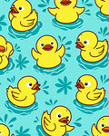 Cheerful Yellow Ducklings Aqua Splash Rug