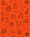 Orange Whimsical Alphabet Creatures Rug