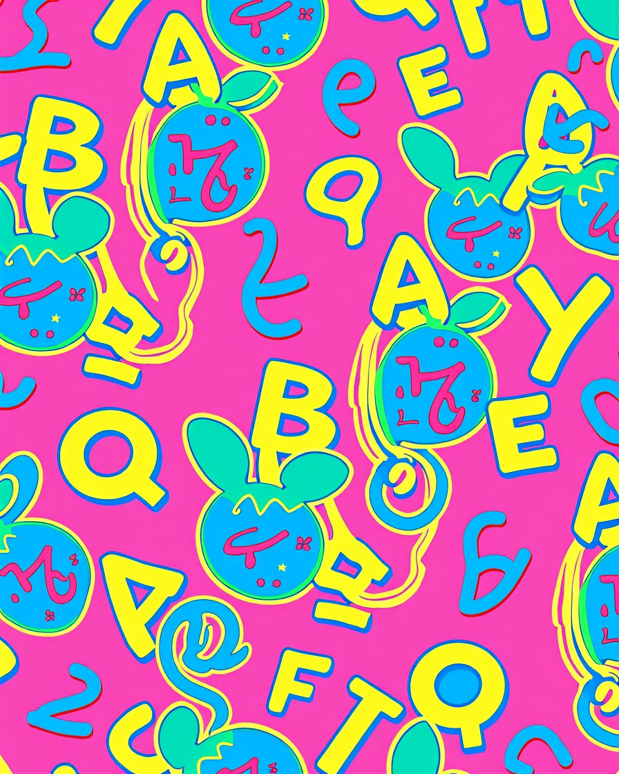 Playful Pink Alphabet Characters Rug