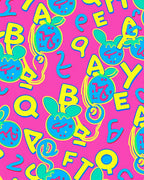 Playful Pink Alphabet Characters Rug