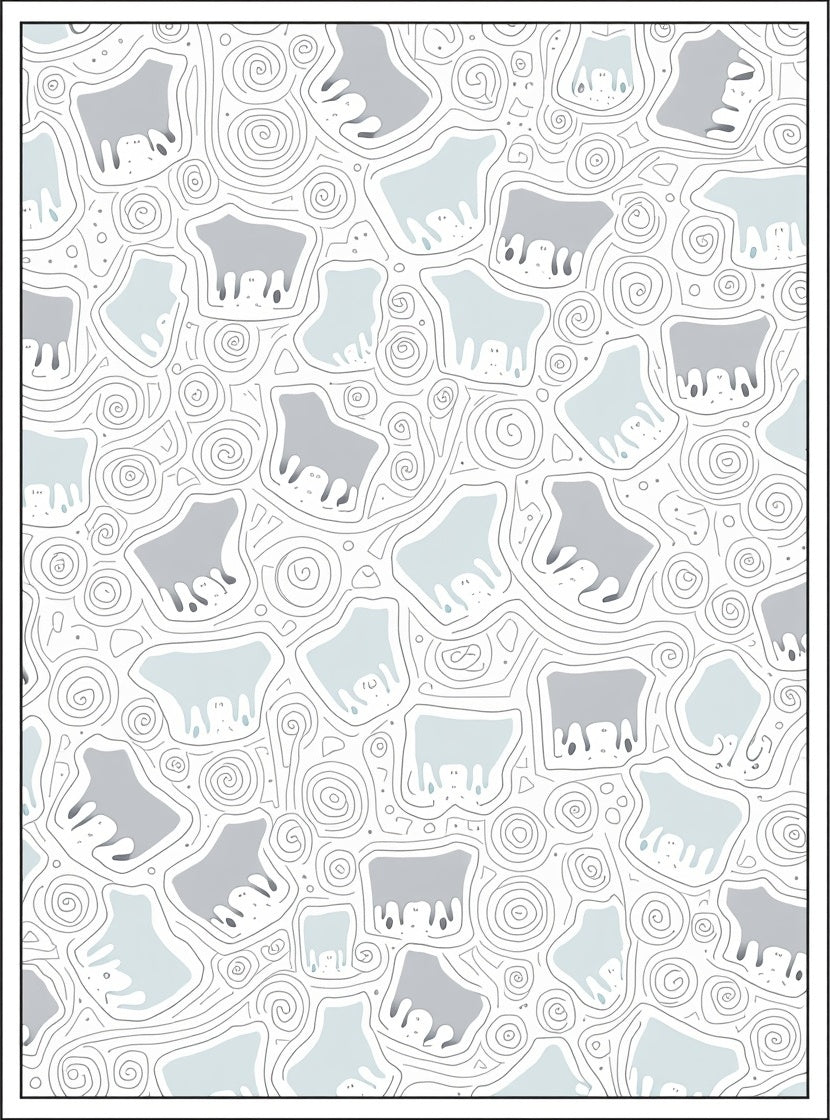 Abstract Gray Blue Animal Swirls Rug