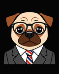 Dapper Pug Dog Tuxedo Tie Rug