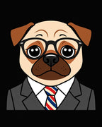 Dapper Pug Dog Tuxedo Tie Rug