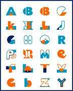 Alphabetical Geometric Bold Orange Aqua Rug