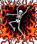 Dancing Skeleton Fiery Flames Rug