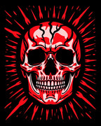 Crimson Skull Sunburst Rug