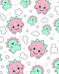 Cute Pink Green Dinosaur Clouds Stars Rug