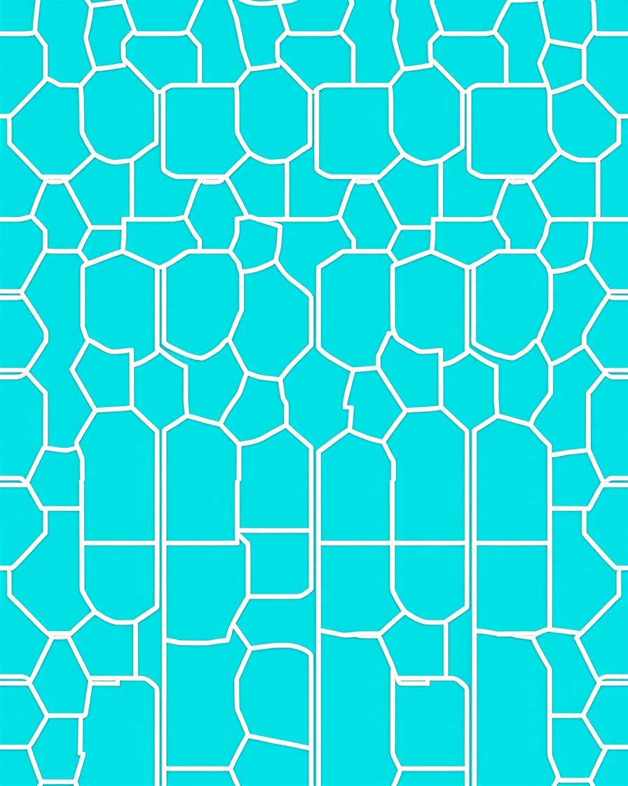 Bright Teal White Geometric Tessellation Rug