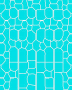Bright Teal White Geometric Tessellation Rug