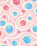 Pink Cream Blue Seashell Overlay Rug
