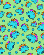 Cute Blue Cartoon Dinosaur Bubbles Rug