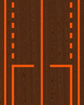 Dark Wood Orange Lined Geometric Rug