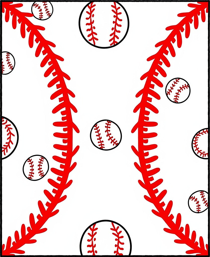 Red Baseball Stitch All Over Rug