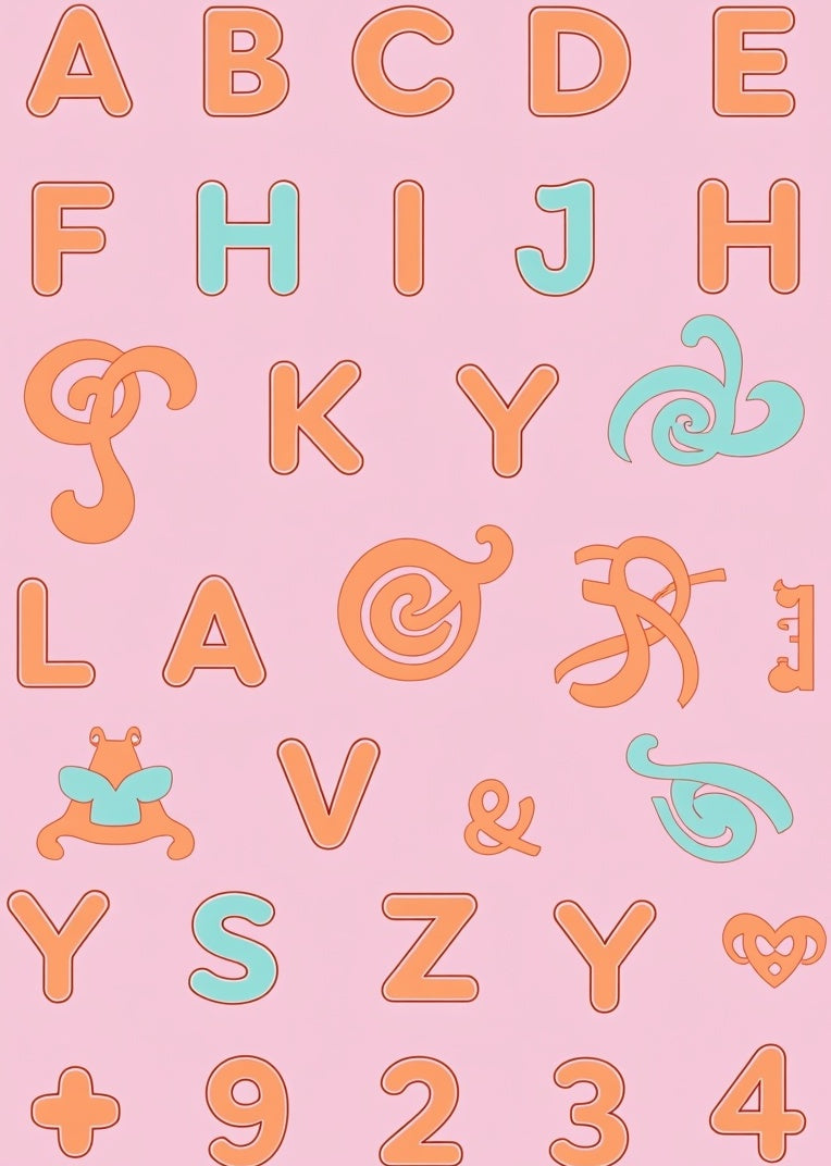 Playful Peach Mint Alphabet Accents Rug