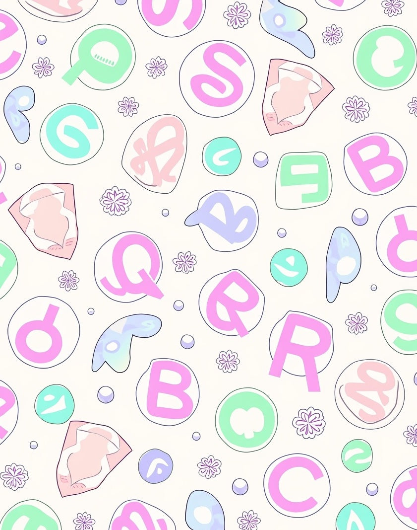 Pastel Alphabet Bubbles Garden Rug