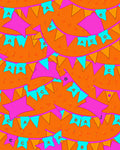 Fiesta Bunting Orange Pink Teal Banner Rug