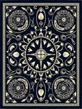 Navy Cream Floral Sunburst Medallion Rug