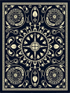 Navy Cream Floral Sunburst Medallion Rug
