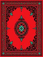 Bold Red Ornamental Medallion Rug