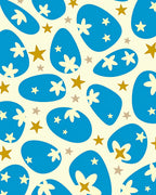 Mid-Century Blue Floral Starburst Rug