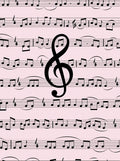 Black Notes Treble Clef Light Pink Rug