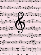 Black Notes Treble Clef Light Pink Rug