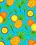 Bright Tropical Pineapple Leaf Swirl Rug