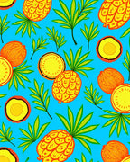 Bright Tropical Pineapple Leaf Swirl Rug