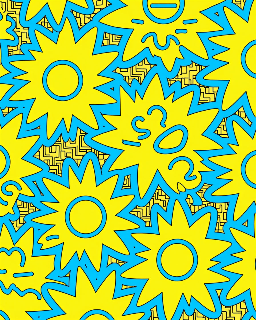 Bold Yellow Sunburst Blue Abstract Rug