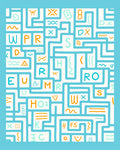 Blue White Alphabet Maze Rug