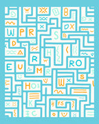 Blue White Alphabet Maze Rug