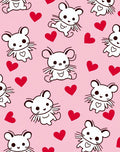 Cute white mice with red hearts Rug