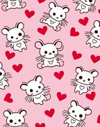 Cute white mice with red hearts Rug