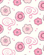 Pink Hand Drawn Floral Swirls Rug