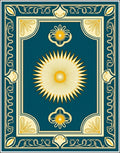 Teal Golden Sunburst Art Deco Rug