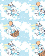 Whimsical Sky Bears Hot Air Balloon Adventure Rug