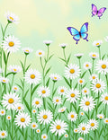 Field of Daisies With Purple Butterflies Rug