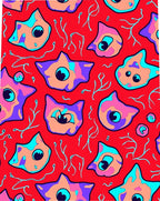 Whimsical Whimsical Bright Cat Faces Rug