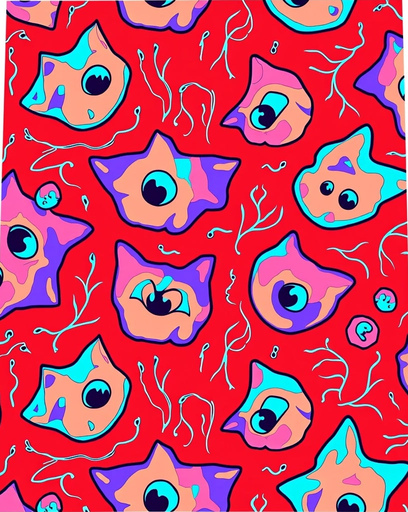 Whimsical Whimsical Bright Cat Faces Rug
