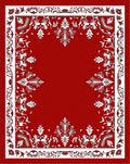 Classic White Floral Border Red Rug