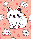 Cute White Kittens Paw Prints Pink Rug