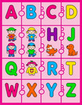 Colorful Alphabet Characters Playful Animals Rug
