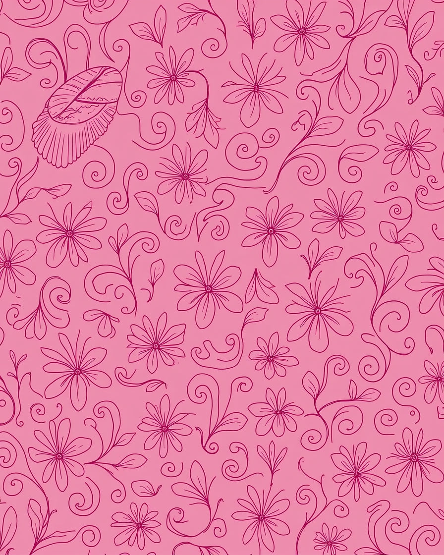 Fuchsia Ditsy Floral Swirls Rug