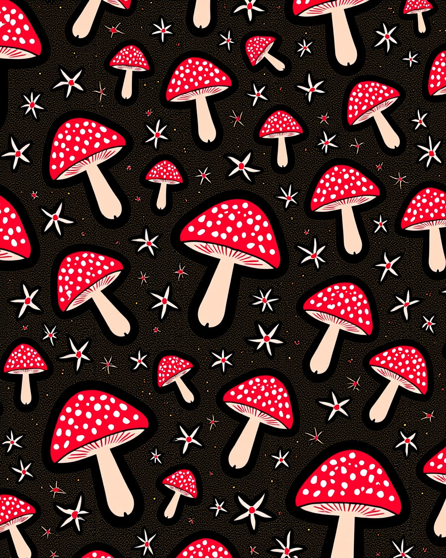Whimsical Red Spotted Mushroom Garden Rug