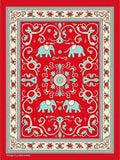 Vibrant Red Elephant Garden Medallion Rug
