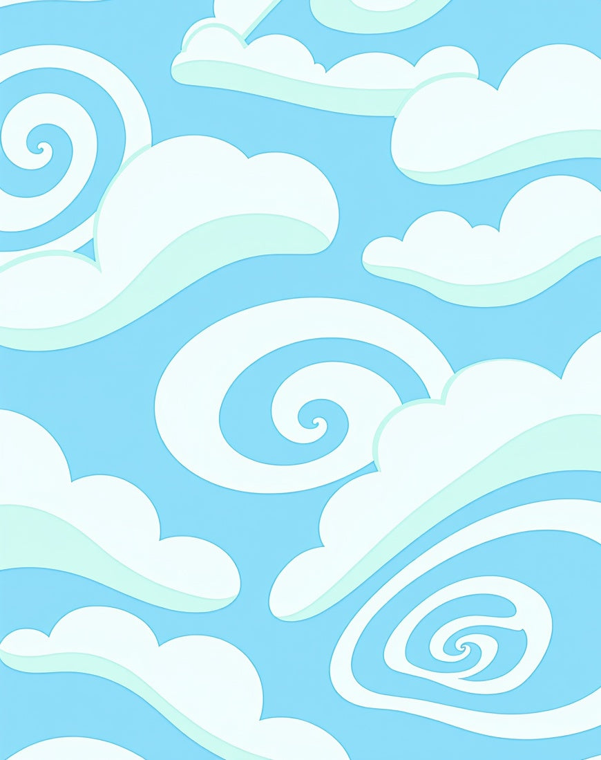 Whimsical White Swirl Clouds Sky Rug
