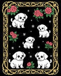 Golden Rose Puppy Playful Vignette Rug