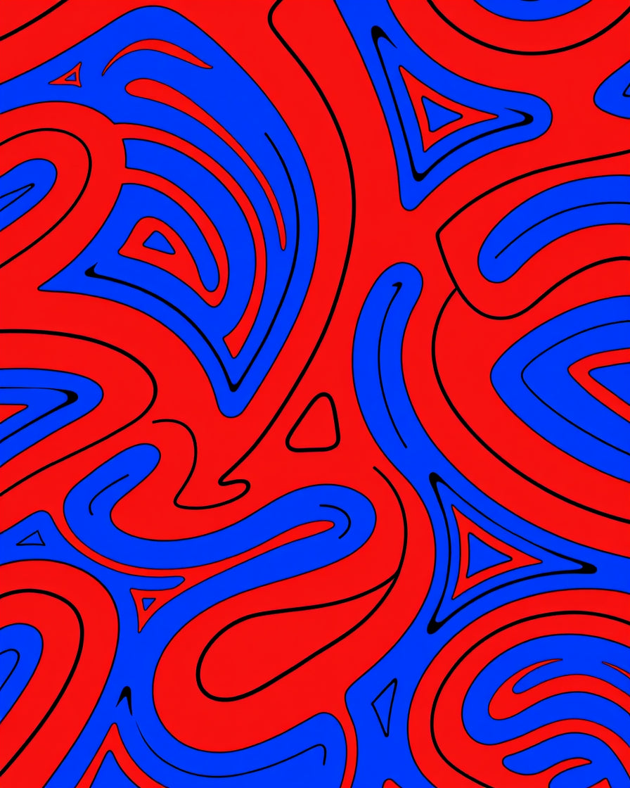 Bold Red Blue Swirl Abstract Rug