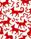 Bold Red Fox Whimsical Swirls Rug