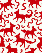 Bold Red Fox Whimsical Swirls Rug